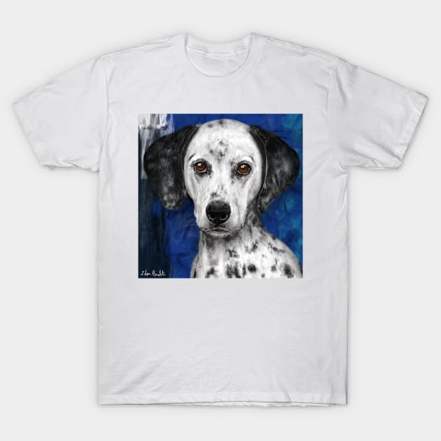 Painting of a Cute Dalmatian Dog Staring Directly at You T-Shirt by ibadishi